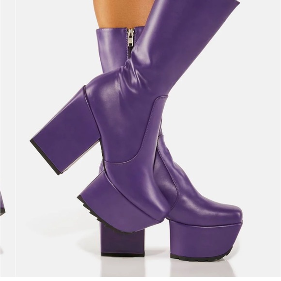 💜HOST PICK💜 Lamoda Purple Magnolia Platform Boots from Dolls Kill size 6 - Picture 2 of 11